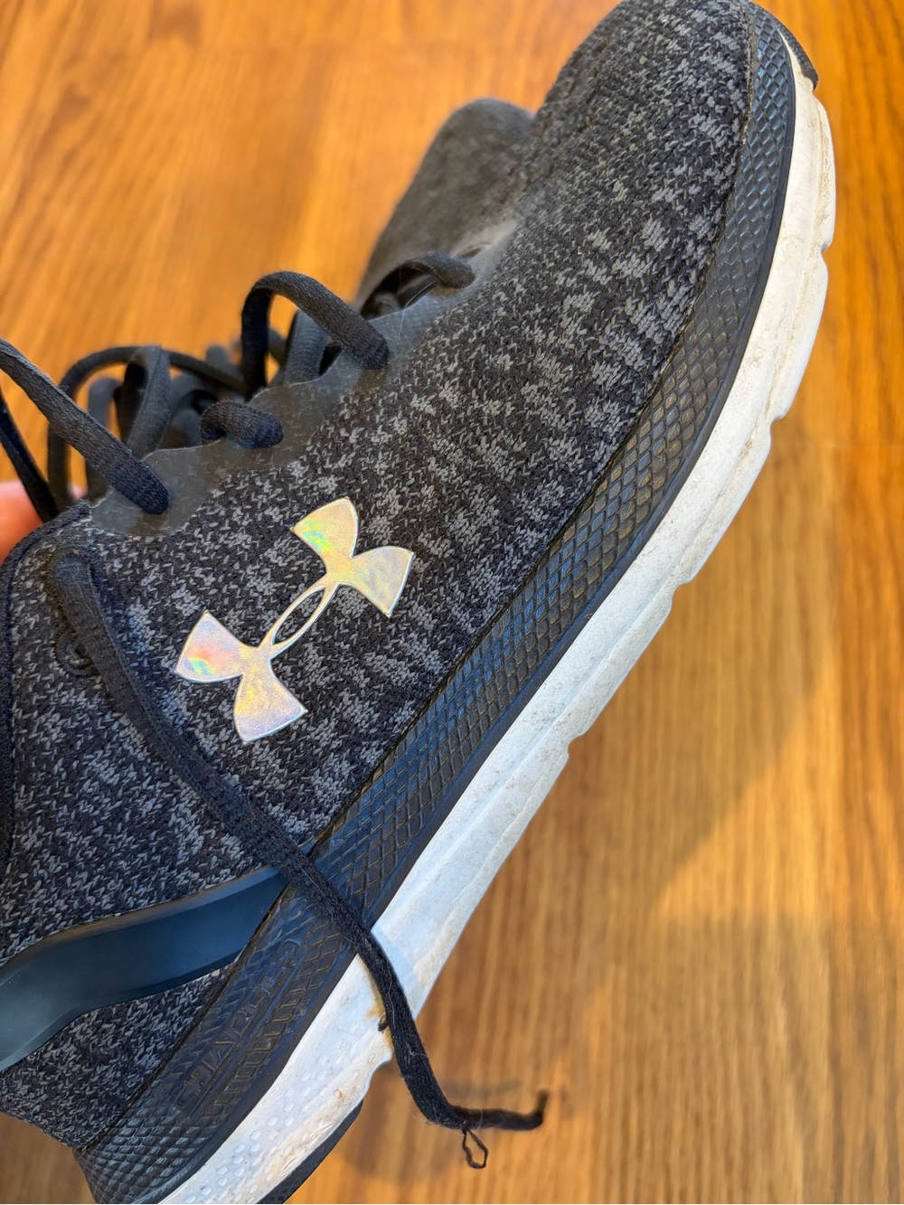 Under Armour Black & Dark Gray Knit Sneakers with Iridescent Logo